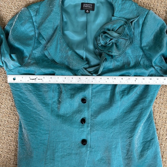 ADRIANNA PAPELL evening Essentials Women's Size 16W Teal Shimmering jacket - Picture 8 of 11